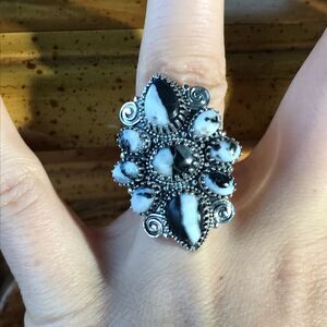White Buffalo Turquoise Sterling Silver Ring Size 7